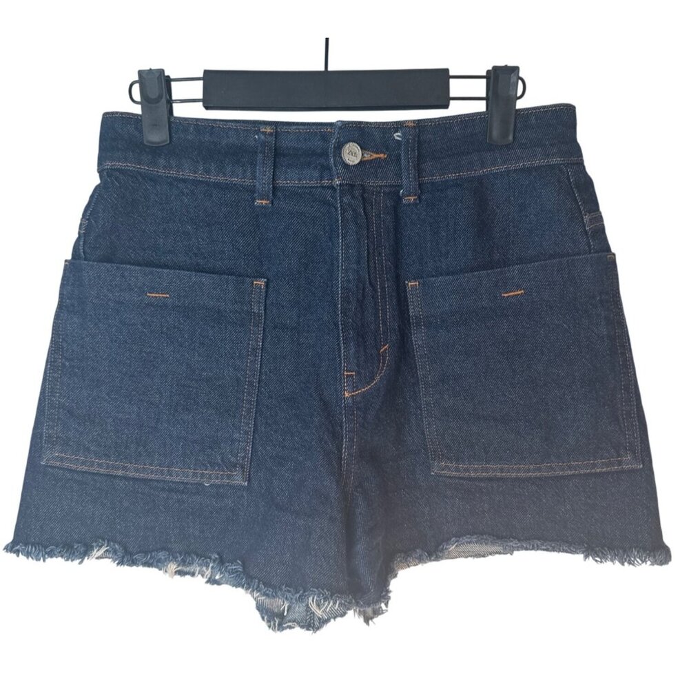 ZARA Womens Denim Shorts Size 6 Frayed Hem High Rise